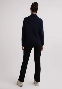 Kaschmir Rollkragen Pullover mit Seitenschlitzen marine blau