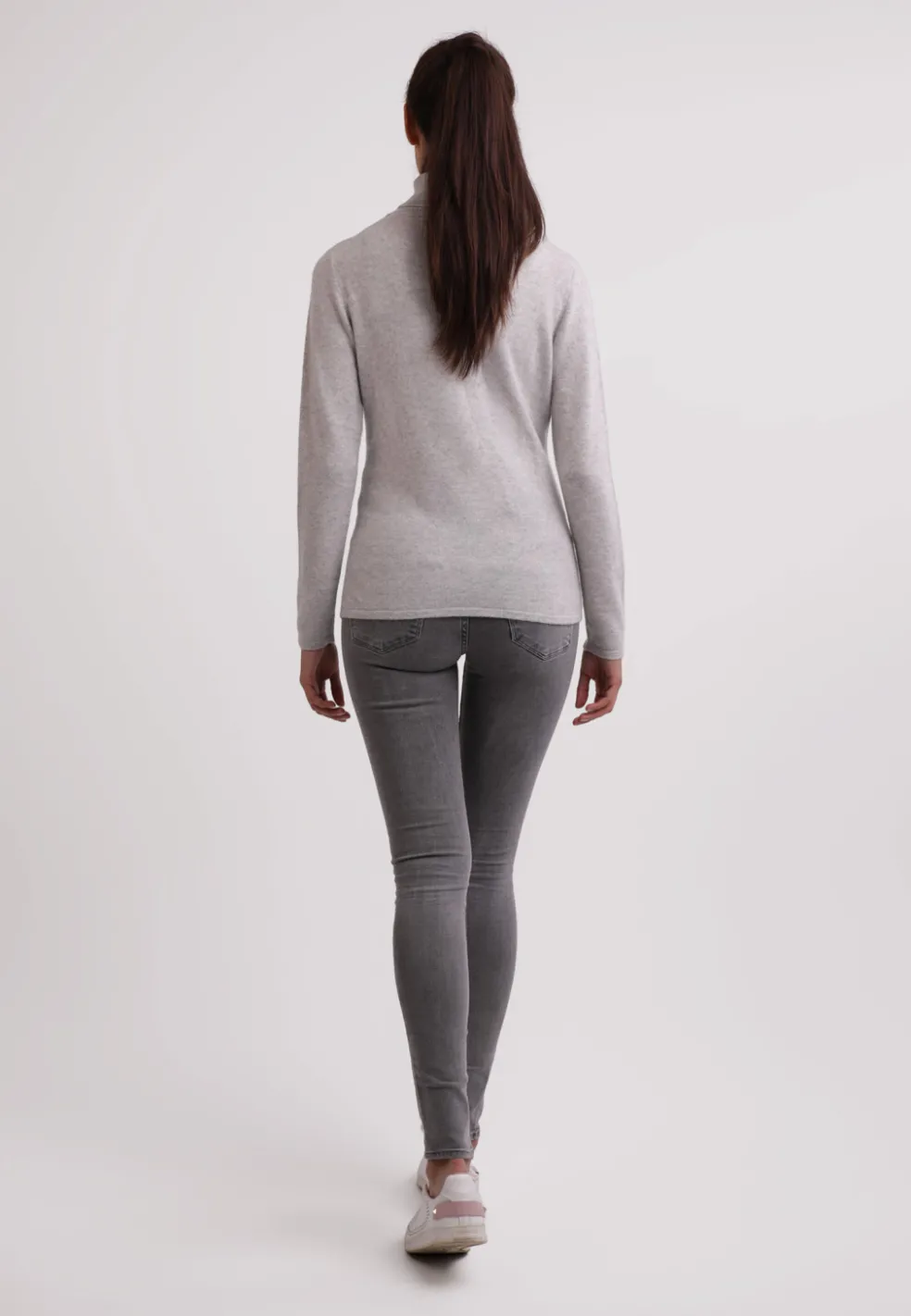Kaschmir Rollkragen Pullover hellgrau