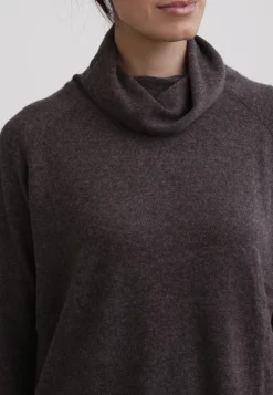 Kaschmir Rollkragen Pullover mit Seitenschlitzen taupe melange
