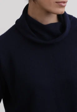 Kaschmir Rollkragen Pullover mit Seitenschlitzen marine blau
