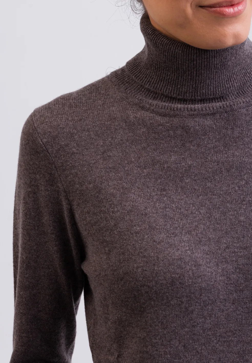 Kaschmir Rollkragen Pullover taupe melange