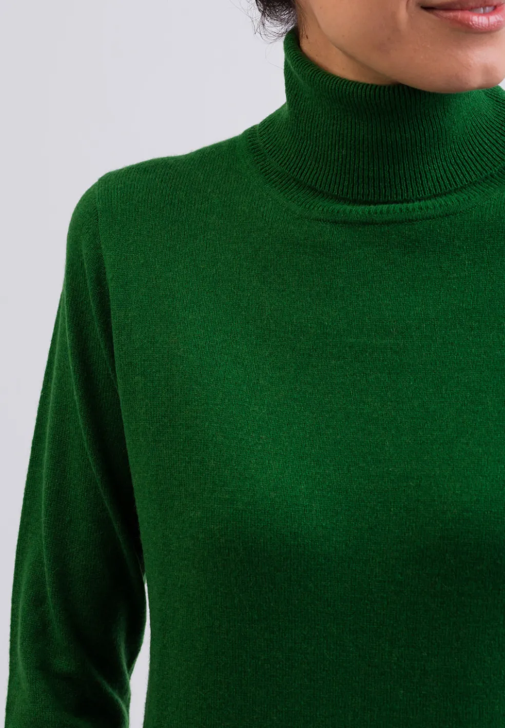 Kaschmir Rollkragen Pullover grün