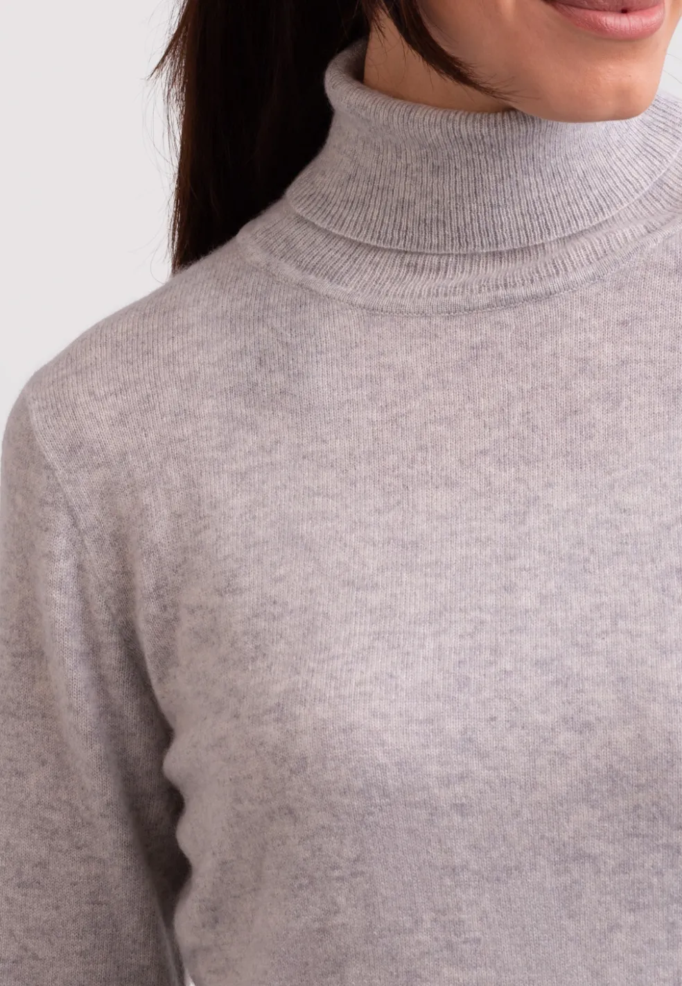 Kaschmir Rollkragen Pullover hellgrau
