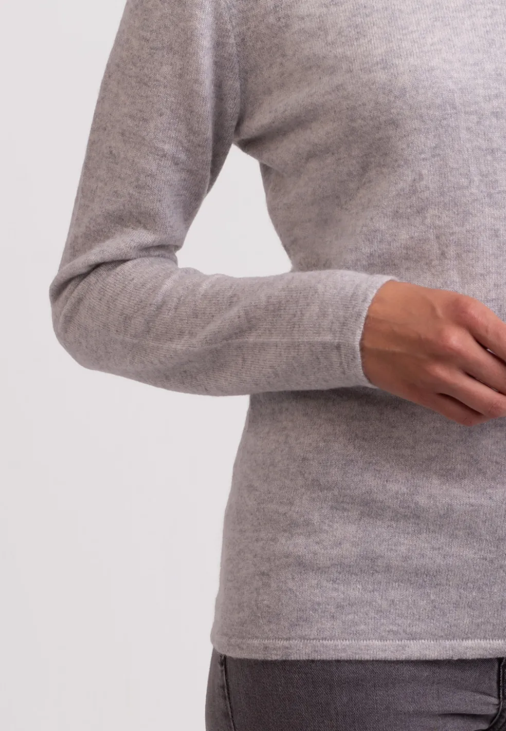 Kaschmir Rollkragen Pullover hellgrau