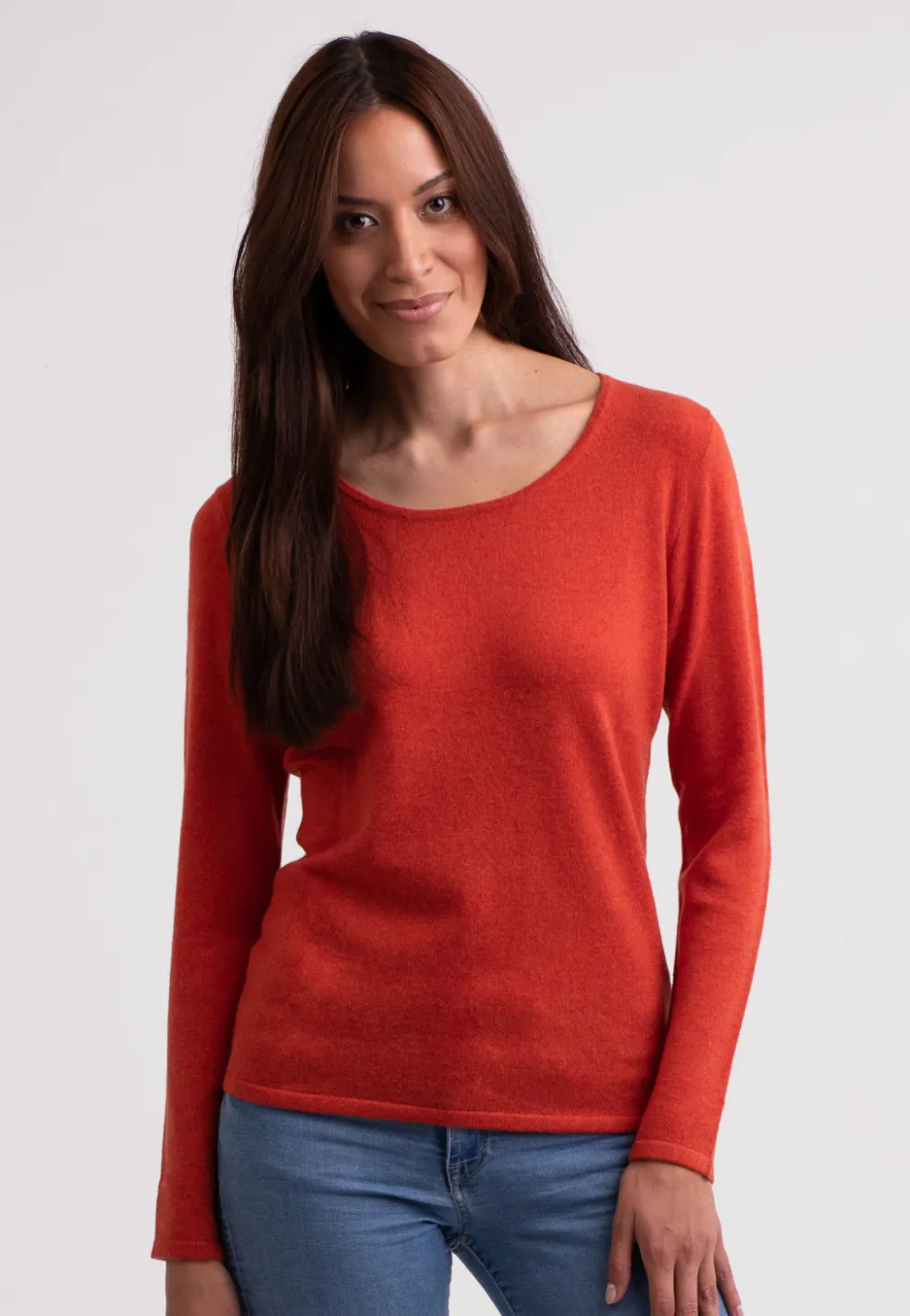 Kaschmir Rundhals Pullover siena gelb