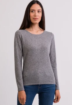 Kaschmir Rundhals Pullover grau