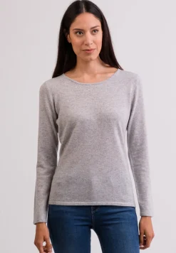 Kaschmir Rundhals Pullover hellgrau