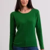 Kaschmir Rundhals Pullover grün
