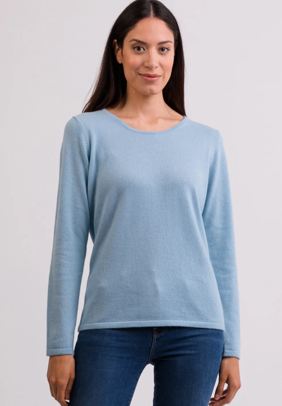 Kaschmir Rundhals Pullover hellblau