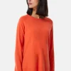 Kaschmir Rundhals Pullover mit Seitenschlitzen sonnengelb