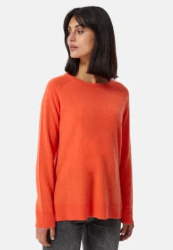 Kaschmir Rundhals Pullover mit Seitenschlitzen sonnengelb