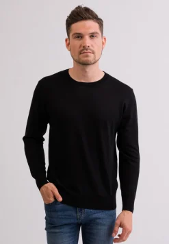 Kaschmir Rundhals Pullover schwarz (Frühling)