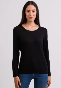 Kaschmir Rundhals Pullover schwarz (Frühling)
