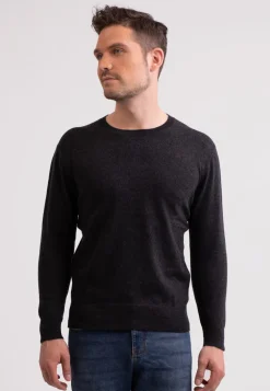 Kaschmir Rundhals Pullover dunkel anthrazit