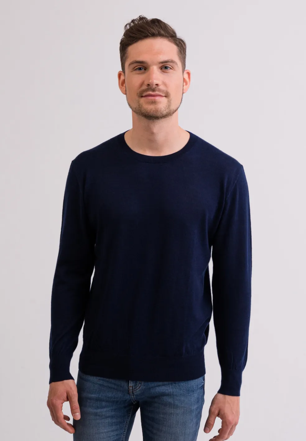 Kaschmir Rundhals Pullover marine blau (Frühling)