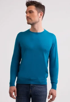 Kaschmir Rundhals Pullover mykonos blau (Frühling)
