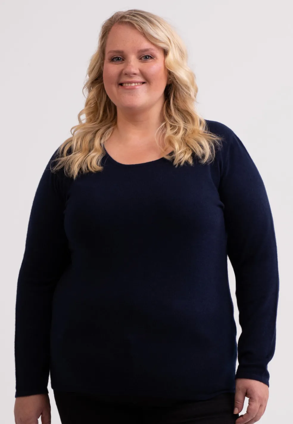 Kaschmir Rundhals Pullover marine blau