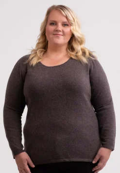 Kaschmir Rundhals Pullover taupe melange