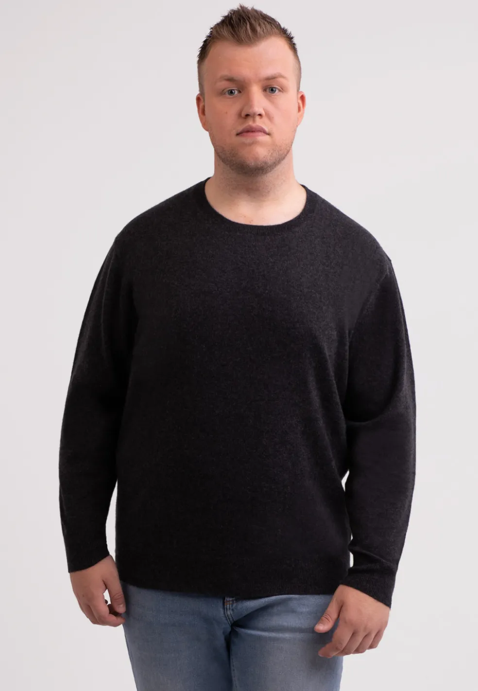 Kaschmir Rundhals Pullover dunkel anthrazit