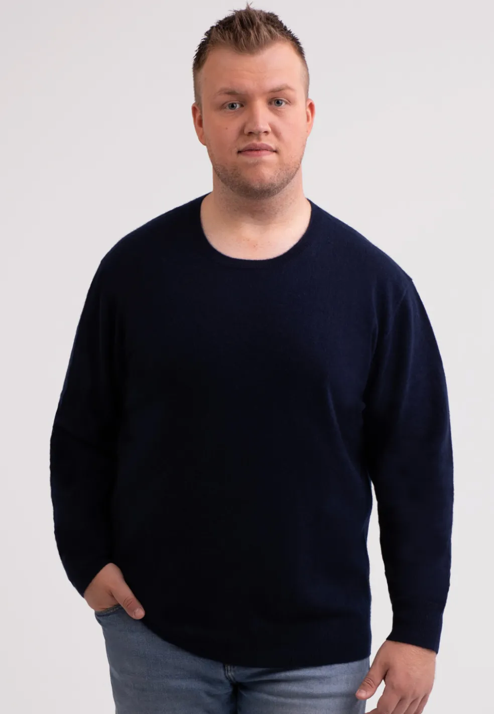 Kaschmir Rundhals Pullover marine blau