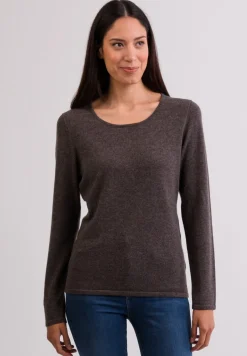 Kaschmir Rundhals Pullover taupe melange