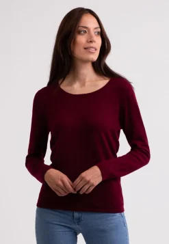 Kaschmir Rundhals Pullover rouge noir