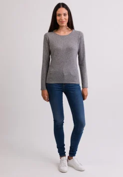 Kaschmir Rundhals Pullover grau