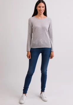 Kaschmir Rundhals Pullover hellgrau