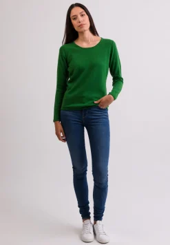 Kaschmir Rundhals Pullover grün