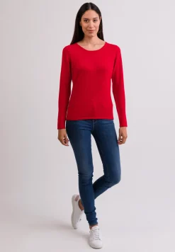 Kaschmir Rundhals Pullover rot