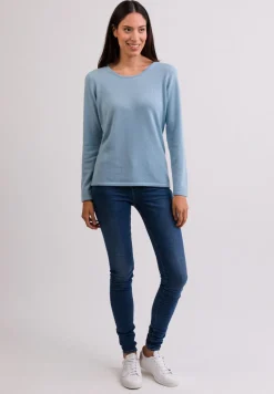 Kaschmir Rundhals Pullover hellblau