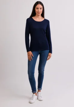 Kaschmir Rundhals Pullover marine blau (Frühling)
