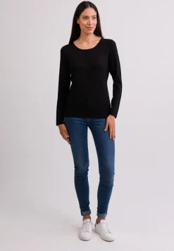 Kaschmir Rundhals Pullover schwarz (Frühling)