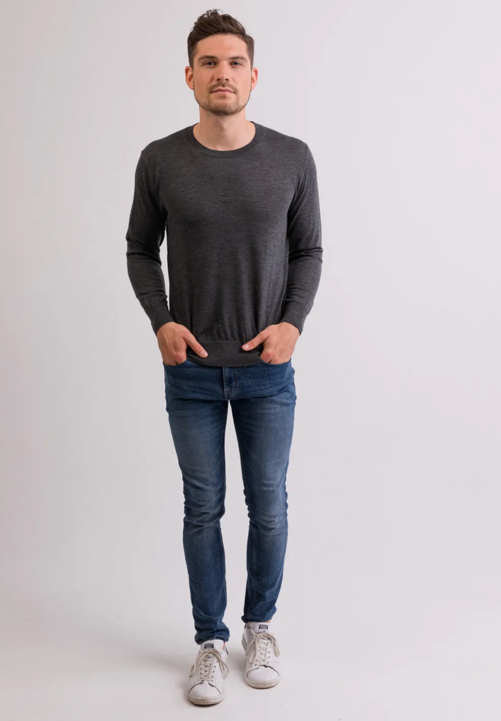 Kaschmir Rundhals Pullover flanell (Frühling)