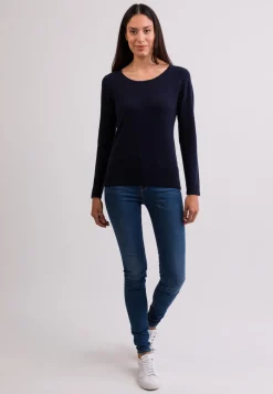 Kaschmir Rundhals Pullover marine blau