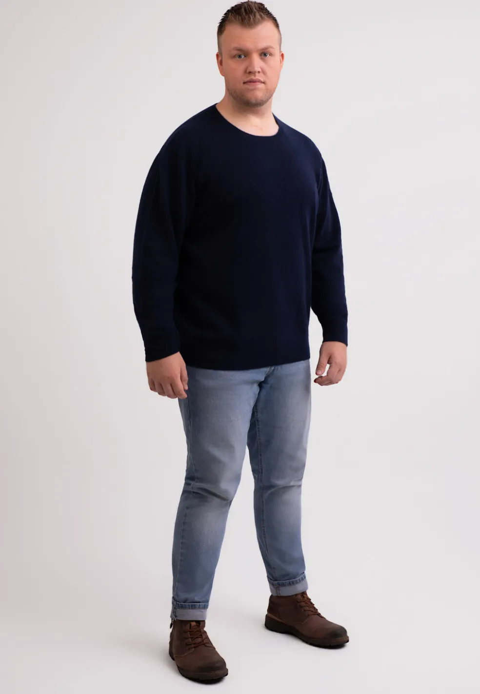 Kaschmir Rundhals Pullover marine blau