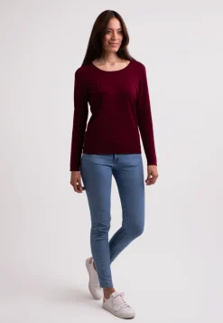 Kaschmir Rundhals Pullover rouge noir