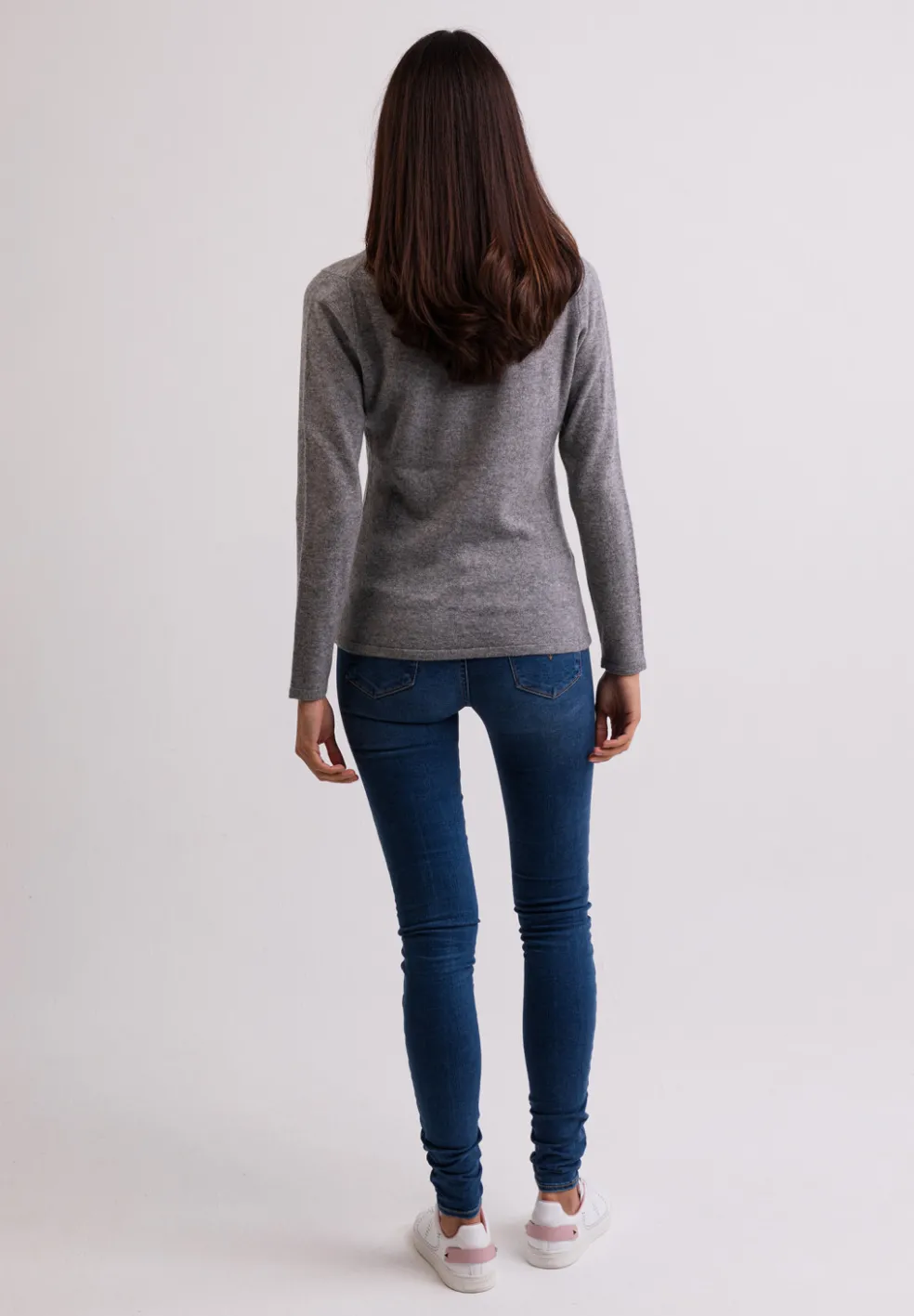 Kaschmir Rundhals Pullover grau