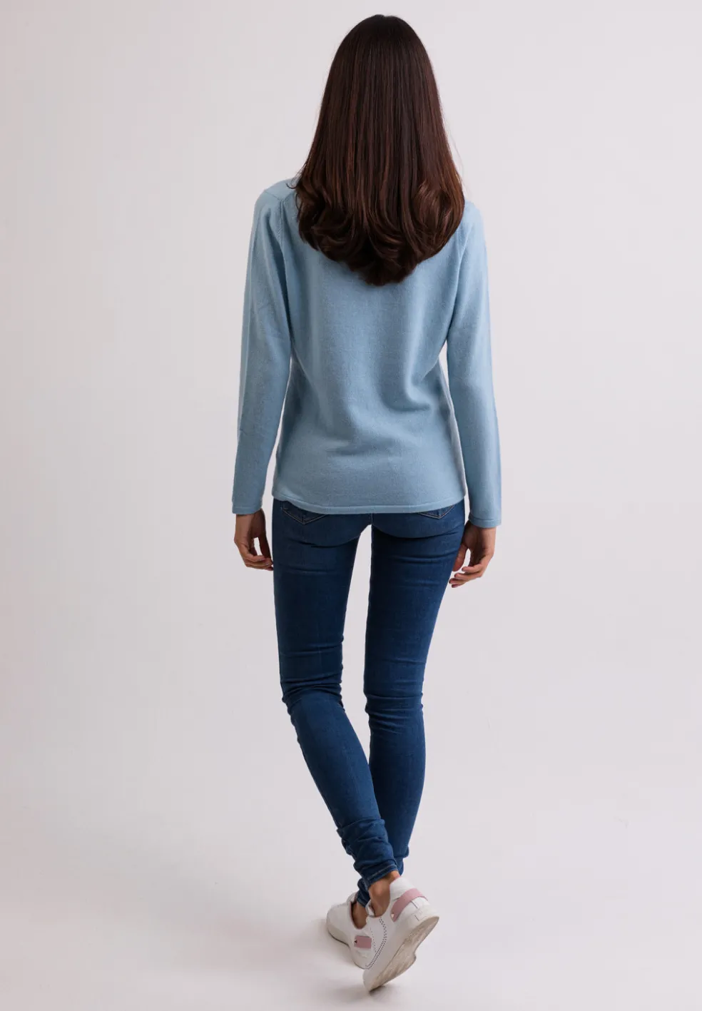 Kaschmir Rundhals Pullover hellblau