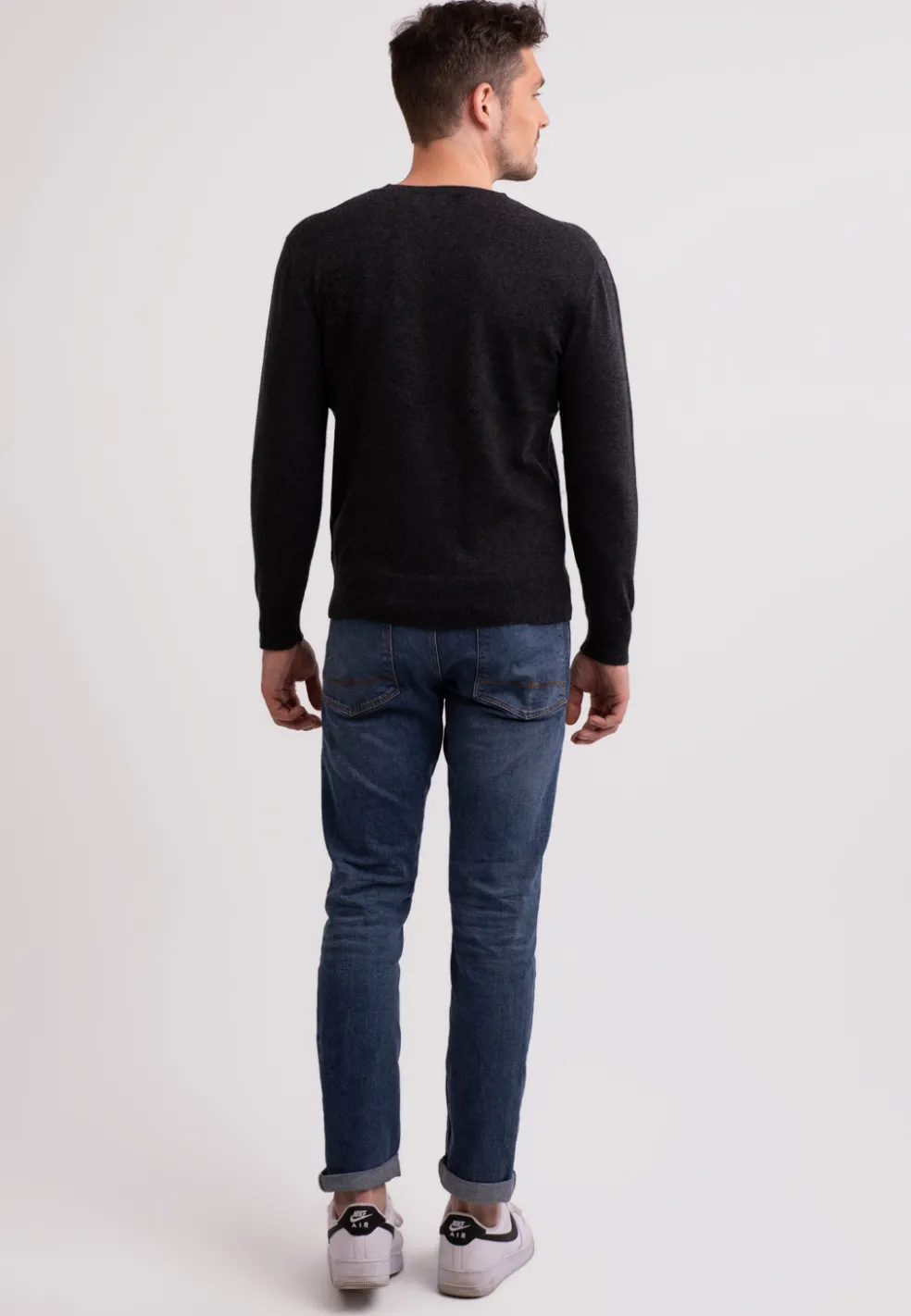 Kaschmir Rundhals Pullover dunkel anthrazit