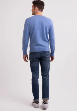Kaschmir Rundhals Pullover azurblau