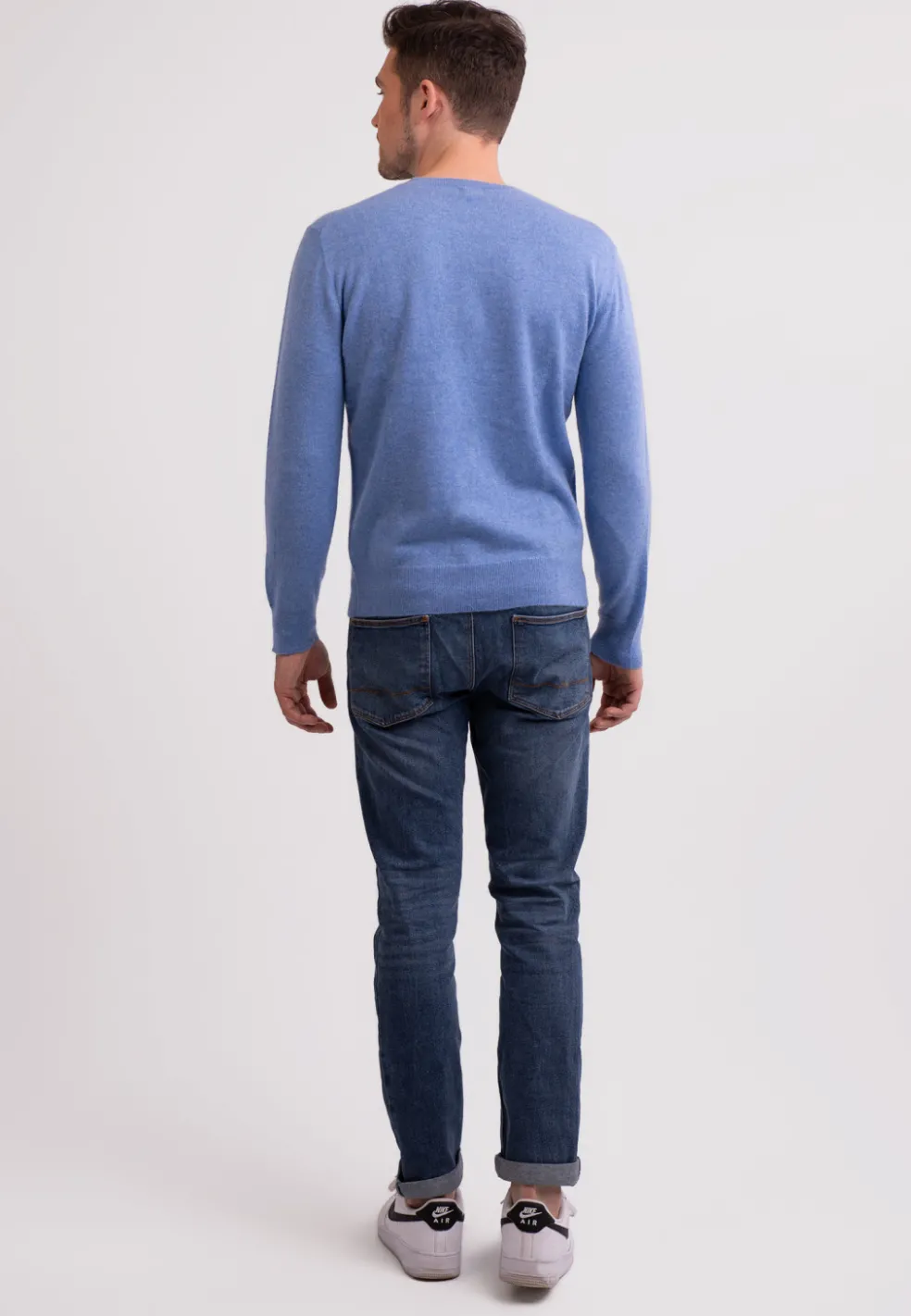 Kaschmir Rundhals Pullover azurblau