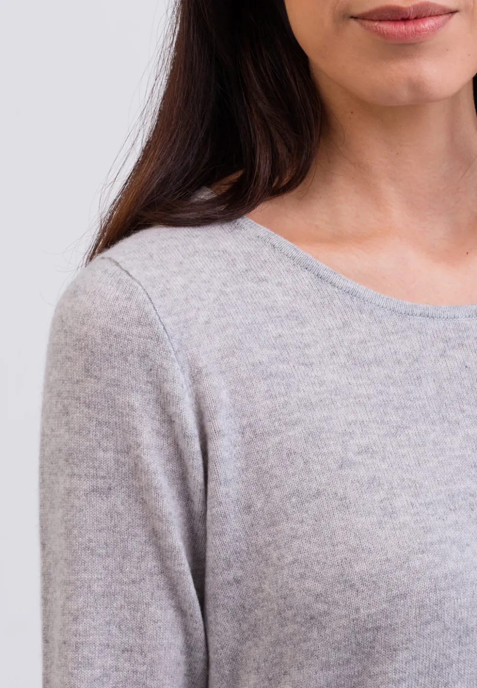 Kaschmir Rundhals Pullover hellgrau