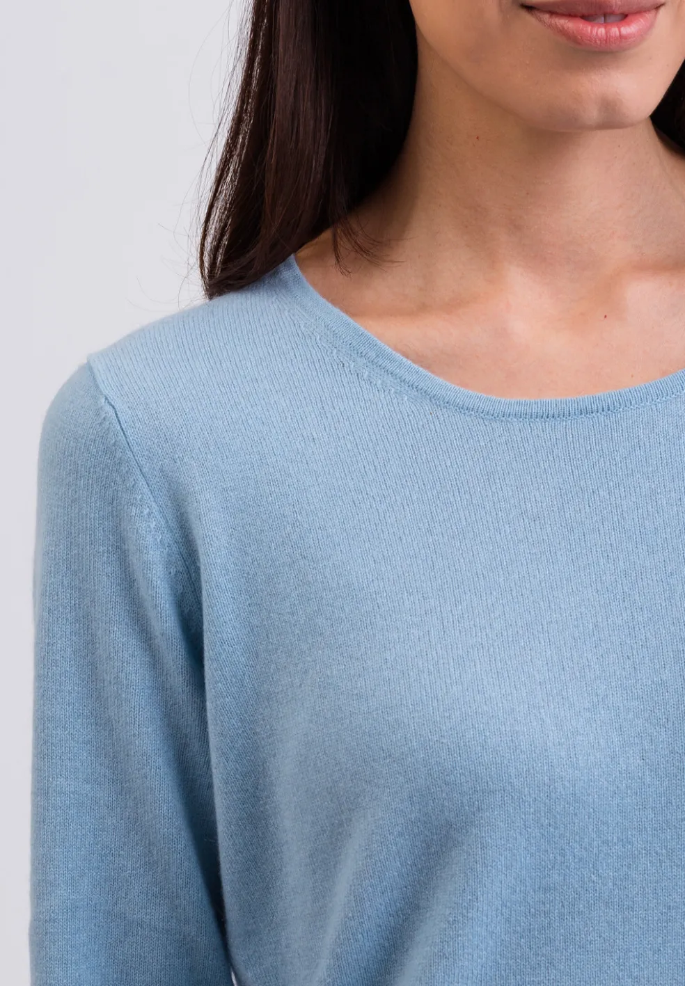 Kaschmir Rundhals Pullover hellblau