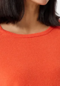 Kaschmir Rundhals Pullover mit Seitenschlitzen sonnengelb