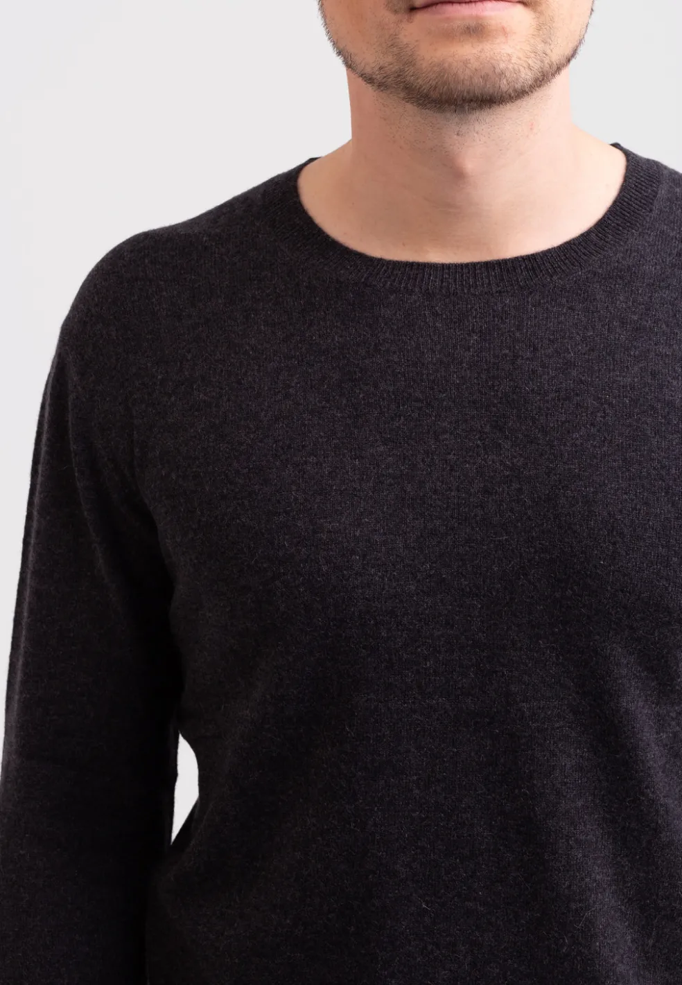 Kaschmir Rundhals Pullover dunkel anthrazit