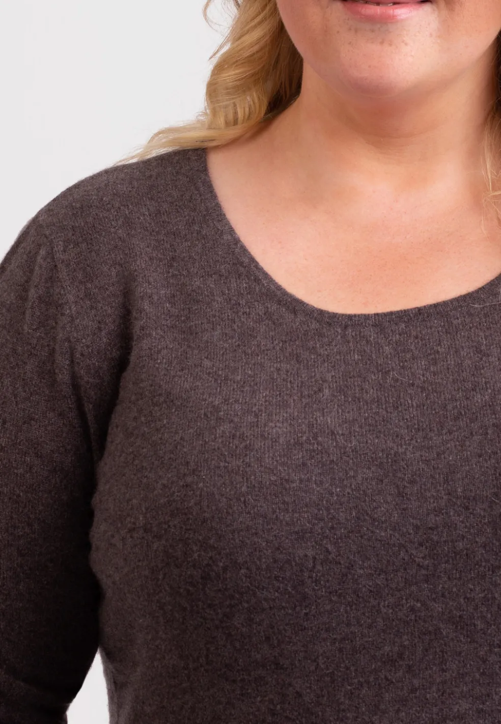Kaschmir Rundhals Pullover taupe melange