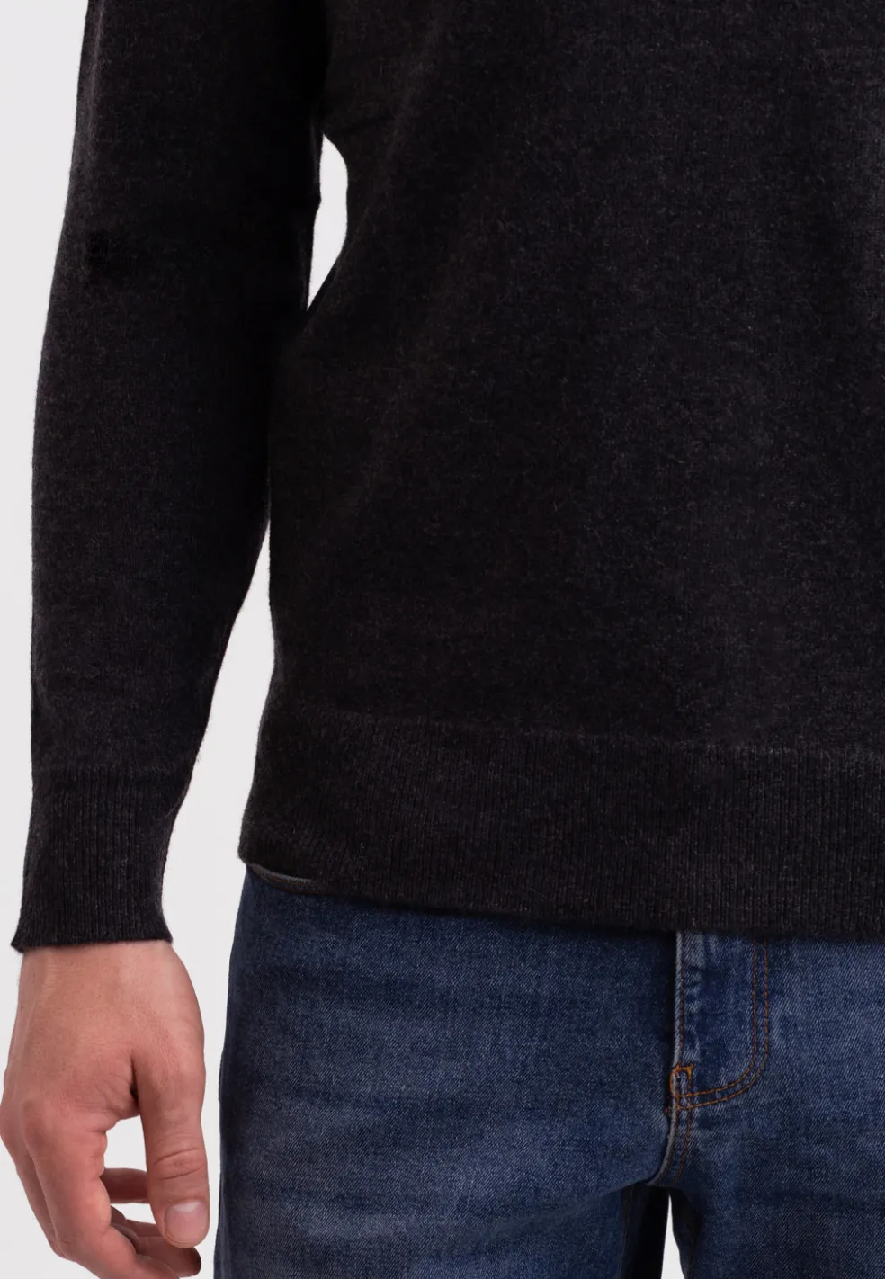 Kaschmir Rundhals Pullover dunkel anthrazit