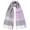 Kaschmir Schal kariert (GOTS) violett/weiss/grau