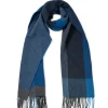 Kaschmir Schal kariert (GOTS) navy und grau